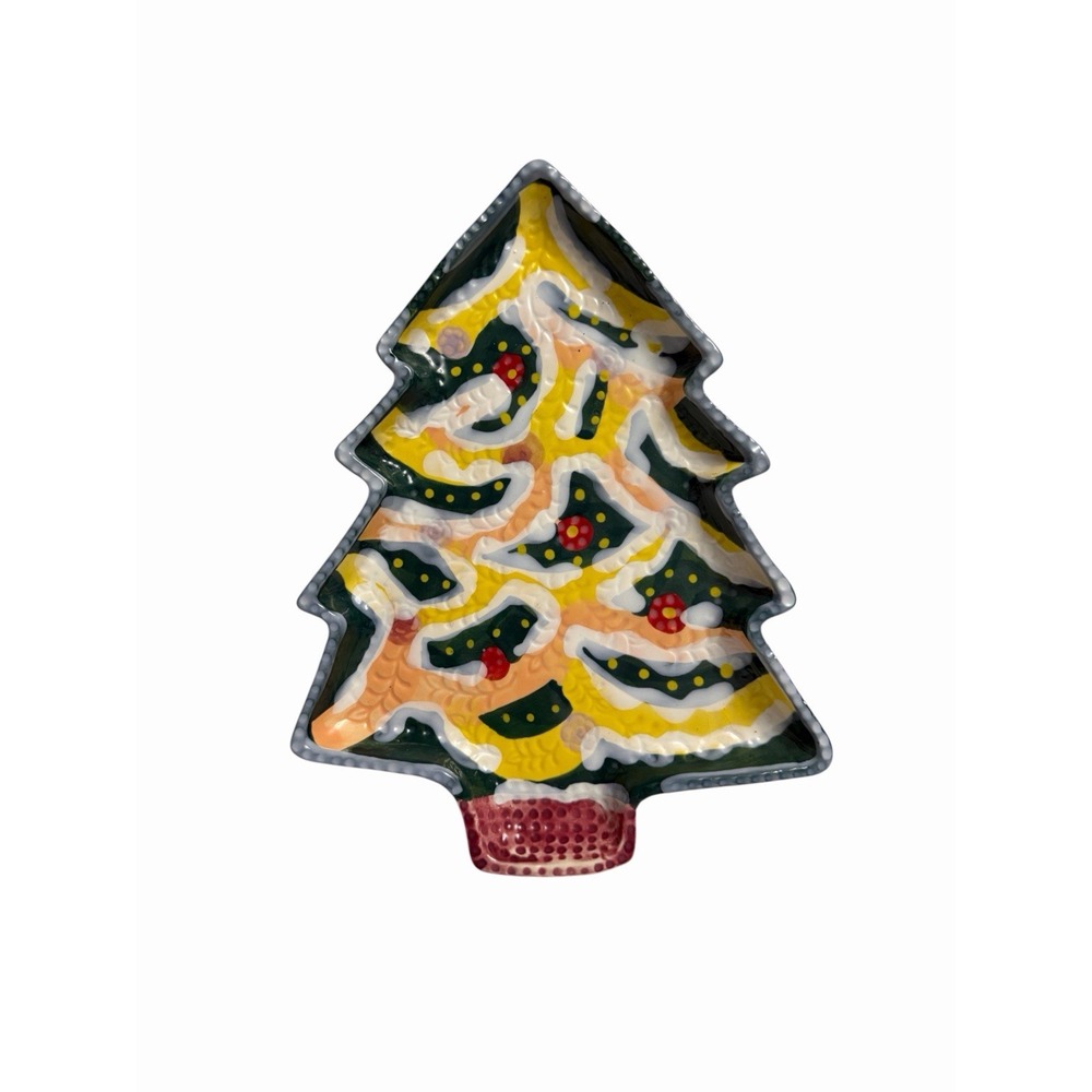ANTHROPOLOGIE Nathalie Lete Angele Christmas Tree Dessert Plate Holiday Table